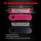 1/4" Stud Power Distribution Block Bus Bar with 12 x #8 Screws, Ampper 5.3" 12V 150A Marine BusBar Battery Distribution Block Kit W/Cover for Car Boat Solar (Red & Black)
