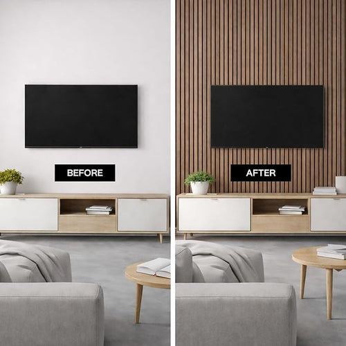 2-Pack Acoustic Wood Slat Panels - Soundproof Wall Paneling for Interior Decor