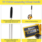 YS YUSON 6 Inch Measuring Wheel in Feet with Canvas Bag - Telescopic Folding Distance Roller Up to 10,000Ft, ±0.3% High Accuracy, Mechanical One-Key Reset for Construction, Landscaping & Surveying