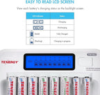Tenergy TN162 8-Bay Smart LCD Battery Charger for Rechargeable AA/AAA NiMH/NiCd Batteries