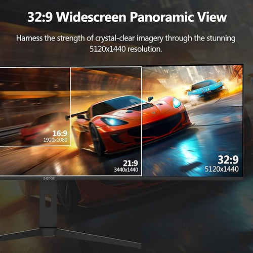 5K Monitor, Z-Edge 49 inch IPS Curved Gaming Monitor, DQHD 5120x1440 Computer Monitor,144Hz, 32:9 Ultrawide, 1ms MPRT, 400 cd/m², 10bit, UG49W HDMI*2, DP*1, USB-C, PIP/PBP, Adjustable Stand