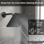 KATAIS Matte Black Tempreature Display Shower System with 6 PCS Body Jet, 8 inch Wall Mount Shower Head and Handheld Spray