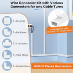 126in Cord Hider Kit, ZhiYo Cord Covers for Wall Mounted TV, Paintable Wire Cover for Cords, TV Cable Hider Wall Kit, Cable Cover Wire Management, White Cords Concealer, 8 x L15.7in W0.95in H0.55in