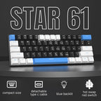 Camiysn 60% Mechanical Gaming Keyboard,White Black Blue Keycaps Gaming Keyboard with Linear Red Switch, Detachable Type-C Cable Mini Keyboard with Blue LED Light for Windows/Mac/PC/Laptop