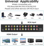 8 Port RCA to HDMI AV to HDMI Converter 1080P/720P 8 Way RCA Composite CVBS AV Switch to HDMI Converter Adapter Support 4:3/16:9 Switch For Sega Xbox PS1 PS2 PS3 N64 NGC SNES WII VHS VCR Camera