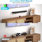 ZUOLACO Soundbar Wall Mount Bracket for Samsung, Bose, Vizio, LG, Sony, JBL, Sonos and More Sound Bar Mounts Under TV, Hold up to 33 lbs, Depth Adjustable 3.6”-6.4”, Soundbar Shelf, Black