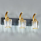 FDPBY Modern Bathroom Vanity Light, 3-Light Black Gold Wall Sconce with Crystal Accents, Over Mirror Bathroom Lighting Fixture, 23.62" Long Dimmable Vanity Lamp for Makeup, Easy Installation