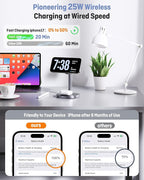 Augnner 3 in 1 Wireless Charging Station, Qi2.2 25W Certified Fast Magnetic Charger, Mag-Safe Wireless Charger Stand with TEC Active Cooling, for iPhone17/16/15/14/13/12, Apple Watch/AirPods