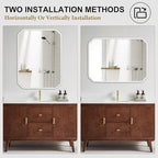 White Bathroom Vanity Mirror for Over Sink 30" x 40" Modern Rounded Corner Rectangle Wall Mirror Decorative with Non-Rusting Iron Metal Framed (Horizontal/Vertical)