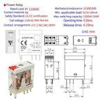 ZJWZJH Power Relay Electromagnetic with Test Button 110V 120V AC 8Amp DPDT 2Pole 2NO 2NC Socket with Indicator LED Module, UL Certification (8 Pin- 8A, AC 110V)