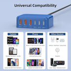 USB C Charger Block, 100W GaN 6 Port PD USB C QC USB A Wall Charger Adapter Plug Cube, Super Fast Type C Charging Station Hub for iPhone 17 16 15 14 Pro Max iPad Samsung Pixel