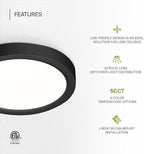 ASD LED 5" Round Flush Mount Ceiling Light Fixture, Low Profile Surface Lighting | 5CCT, Dimmable, Ultra-Thin, ETL Listed | 10W 700LM 2700-6000K 120V | Kitchen, Bedroom, Hallway Lamp | Black