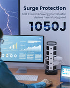 Power Strip Tower Surge Protector, 20 Outlets 6 USB (2 USB C) Charging Station, Extension Cord with Multiple Outlets, 1050J 1625W/13A Outlet Extender 6.5ft Extension Cord for Home Office