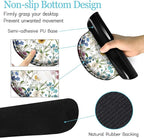 LIMKRIAN Floral Mouse Pad Set Large Desk Mat for Desktop, Ergonomic Mouse Pad with Gel Wrist Rest for Gaming, Computer Keyboard Mat Wrist Support Cup Coaster Set, Women Office Desk Accessories Decor