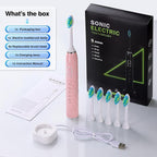 ZUAMEGU Sonic Electric Toothbrush for Adults - Deep Cleaning Teeth Whitening6 Replacement Brush Heads100-Day Battery5 Modes w/SensitiveIPX7 Waterproof (Color Options)