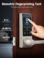 Smart Lock Doorbell Fingerprint Smart Door Lock Deadbolt for Homeowners or Parents Door Lock with Camera and Door Handle for Renters, Keyless Entry Door Lock for Front Door (Contour Bronze)