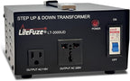 LiteFuze 2000 Watt Voltage Converter Transformer Step Up/Down - 110v to 220v / 220v to 110v Power Converter - Fully USA Grounded Cord - Universal Outlet Socket, 2x US Outlets - CE Certified