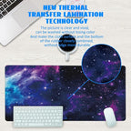 Desk Mat, Galaxy Nebula Universe Space Extended Gaming Mouse Pad Large, Big Mouse Pad with Non-Slip Base and Stitched Edge, Long Computer Keyboard Mouse Mat for Home Office