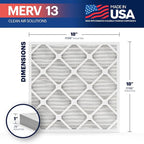 BNX TruFilter 18x18x1 Air Filter MERV 13 (4-Pack) - MADE IN USA - Electrostatic Pleated Air Conditioner HVAC AC Furnace Filters for Allergies, Pollen, Mold, Bacteria, Smoke, Allergen, MPR 1900 FPR 10