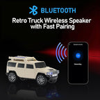 WSTER Solar Off-Road Car Bluetooth Speaker – HD Stereo Sound with TWS Pairing, TF/USB Playback, Portable Bluetooth Car Speaker for Home Audio, Outdoor Use & Retro Gifts for Men (Beige)