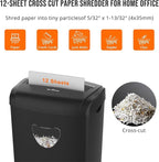 SUNTIKO 12-Sheet Cross-Cut Paper Shredder, P-4 Security Level for Home Office, 5.5 Gallon Bin, Destroys Credit Cards and Staples, ETL Certified, Black
