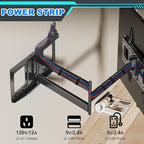 48'' Extension Extra Long Arm TV Wall Mount with Power Strip, Heavy Duty Full Motion TV Wall Mount for 37 to70,75,77,80,85'' Screens, Max VESA 600x400mm, Hold 110 lbs, 16''-24'' Wood Studs