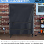 JINLI 60-65 inch outdoor TV trolley cover, courtyard TV cover, Oxford fabric waterproof and dustproof, triple windproof design, compatible with rolling/mobile stand