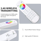 XXK RC05RF RF Remoter, 8-Zone 2.4G Handheld Remote Control Work with RGBCCT RGBW CCT RGB LED Controller (WB5/LM052/LM053), 500ft Wireless Control / 4 Channel Group Control for Home LED Strip Lights