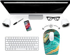 BOCHEERY Ergonomic Mouse Pad Wrist Support,Upgrade Mousepad with Massage Design,Non-Slip PU Base Desktop Mouse Pads for Pain Relief, Computer, Office & Home,12 x 8 in（F-Golden Green Marble）