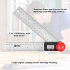 UNIPEC Digital Angle Finder Protractor, Angle Finder Ruler,Stainless steel 7inch 200mm 7inch/200mm, Angle Measuring Tool for Woodworking,Carpenter,Construction,DIY Measurement (Stainless Steel)