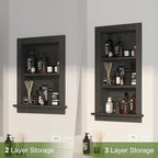 Recessed Medicine Cabinet,14x24 in Wall Bathroom Cabinet with Storage,Bathroom Niche for Shower Wall for Bedroom/Hallway,Black Shower Wall Niche Insert for Drywall,MDF