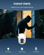 ARCCTV Solar Security Cameras Wireless Outdoor, 4MP 360° View Battery Powered Outdoor Camera, Night Vision with Spotlight, 2-Way Audio, PIR Motion Sensor, 2.4G/5G Dual Band WiFi (2 Pack)
