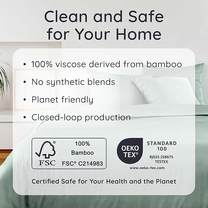 Bambaw 100% Viscose Derived from Bamboo Sheets California King Size – 4pcs Deep Pocket Cooling Sheets, Fits Up to 16'', Buttery Soft & Luxury California King Set (Sea Glass)