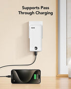 VRURC Portable Charger with Cables and Wall Plug | Power Bank with Cords | 10000mAh Portable Charger with AC Plug | External Battery Pack (Pure White)