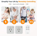 Remote Control Outlet Plug, TESSAN Wireless Light Switch Kit 100ft RF Range, On Off Switch for String Lights, Lamps, Small Appliances, Wireless Power Socket, 15A/1875W (1 Remote and 2 Outlets)