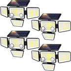 LYWALT Solar Lights Outdoor - 3000LM 188 LED Motion Sensor Outdoor Lights, 4 Heads IP65 Waterproof Powered Security Flood Lights, 270°Wide Lighting Angle Wall Light with Sensors for Backyard (4 Pack)