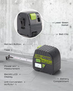 2-in-1 Laser Tape Measure, Inkerma 130Ft/40m Laser Measurement Tool & 16Ft/5m Measuring Tape, Digital Laser Tape Measure with M/in/Ft/Ft+in Units, LCD Display, Self-Locking Tape, Belt Clip