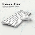 J JOYACCESS Wireless Keyboard and Mouse, Slim Wireless Keyboard Mouse with Numeric Keypad Compatible with iMac Mac PC Laptop Tablet Computer Windows (Silver White)