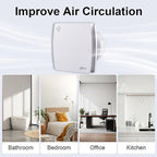 EINTTAX 4 Inch Exhaust Fan, 56CFM Wall Mount Bathroom Exhaust Fan with Timer and Backdraft Damper, Quiet Window Mount Extractor Ventilation Fan for Bathroom Kitchen Garage, 12W, White