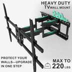 WALI Heavy Duty Full Motion TV Wall Mount Bracket for Extra Large TVs,Holds up to 220Ibs, Swivel Tilt Rotatable,Max Mounting Holes 1000x600, Fits 65 75 85 100 120 inch LED/LCD/OLED 4K/8K on Wood Stud