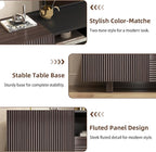 Epecoya TV Stand with Storage Cabinets for Living Room, Modern Wood Fluted TVs Media Console for 55/60/65 Inch TVs, Mid Century Television Stands with Drawer and Open Shelve for Bedroom, Dark Walnut