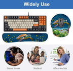 Keyboard Wrist Rest + Mouse Pad Wrist Support Set with Coasters, Non-Slip PU Base Ergonomic Mousepad for Home Office Working Studying Easy Typing & Pain Relief, Sea Turtle