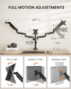 ErGear Triple Monitor Mount for 13-27 inch Screens, Triple Monitor Arms with USB, Heavy Duty Three Monitors Stand with Tilt, Swivel, Rotation, Holds Up to 17.6 lbs Each Arm