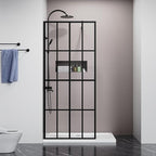 Goodyo 34" X 72" Shower Door Clear Tempered Glass Framed Shower Screen Walk-in Black Finish