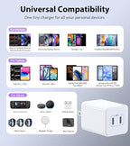 [2-Pack] USB C Charger Block 40W, Dual Port 20W PD 3.0 Type C Fast Wall Charger,Durable Compact Power Adapter for iPhone 13/14/15/16/17 Pro Max Plus,iPad,AirPods4,Samsung S25/S24,Watch(White)