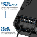 SUNVIE 300W Low Voltage Landscape Transformer with 2 Independent Control Output Landscape Lighting Transformer with Timer and Photocell Sensor 120V AC to 12/14V AC Weatherproof Low Voltage Transformer