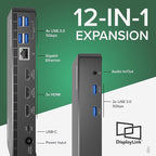 Plugable USB C Triple Display Docking Station | 100W PD, 3x HDMI (1x 4K 30Hz, 2x 1080p 60Hz), 6x USB 5Gbps Ports | Windows, macOS, ChromeOS Compatible - Enhance Productivity with Multi-Monitor Support