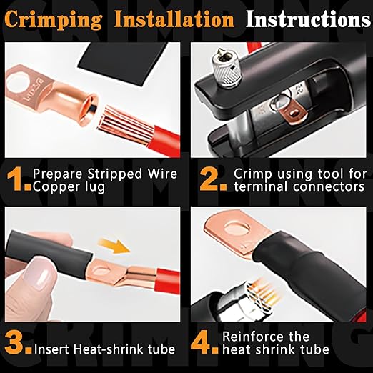 20PCS 4 AWG 5/16 3/8 inch Battery Cable Lugs,4 gauge Copper Crimp Connector Ring Terminal Wire Ends with 20pcs 3:1 Adhesive Heat Shrink Tubing in Dual-neck bottle
