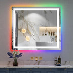 YEELAIT 32x36 Inch RGB LED Bathroom Mirror Front Light and RGB Backlit Lighted Vanity Mirror for Bathroom Wall Mounted Dimmable Anti Fog Memory Shatter-Proof IP54 Waterproof Horizontal/Vertical