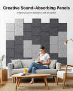 18 Pack Soundproof Wall Panels Self-Adhesive, Square Sound Proof Foam Panels for Wall, High Density Acoustic Panels, Acoustic Panels for Home Office, Reccording Studio 12" X 12" X 0.4" Gray